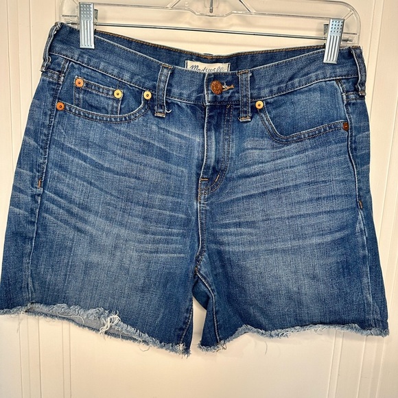 Madewell Raw EdgeHigh Rise Boy Denim Shorts C1737 size 26 - Picture 1 of 9